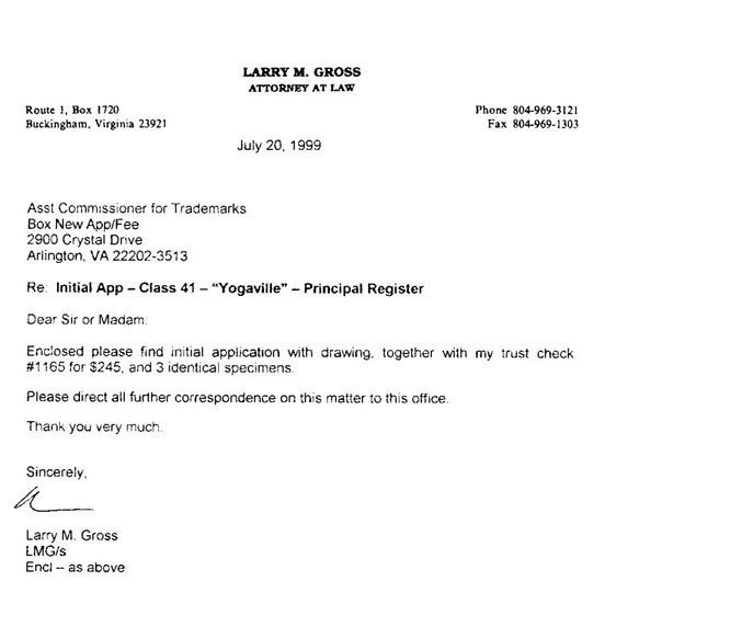 Larry Gross - Trademark Application